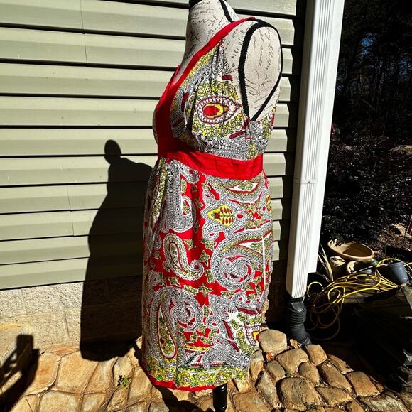 Tibi New York Sz 8 paisley Silk Dress Bright Colors Preppy Designer Resort Party - Picture 12 of 16
